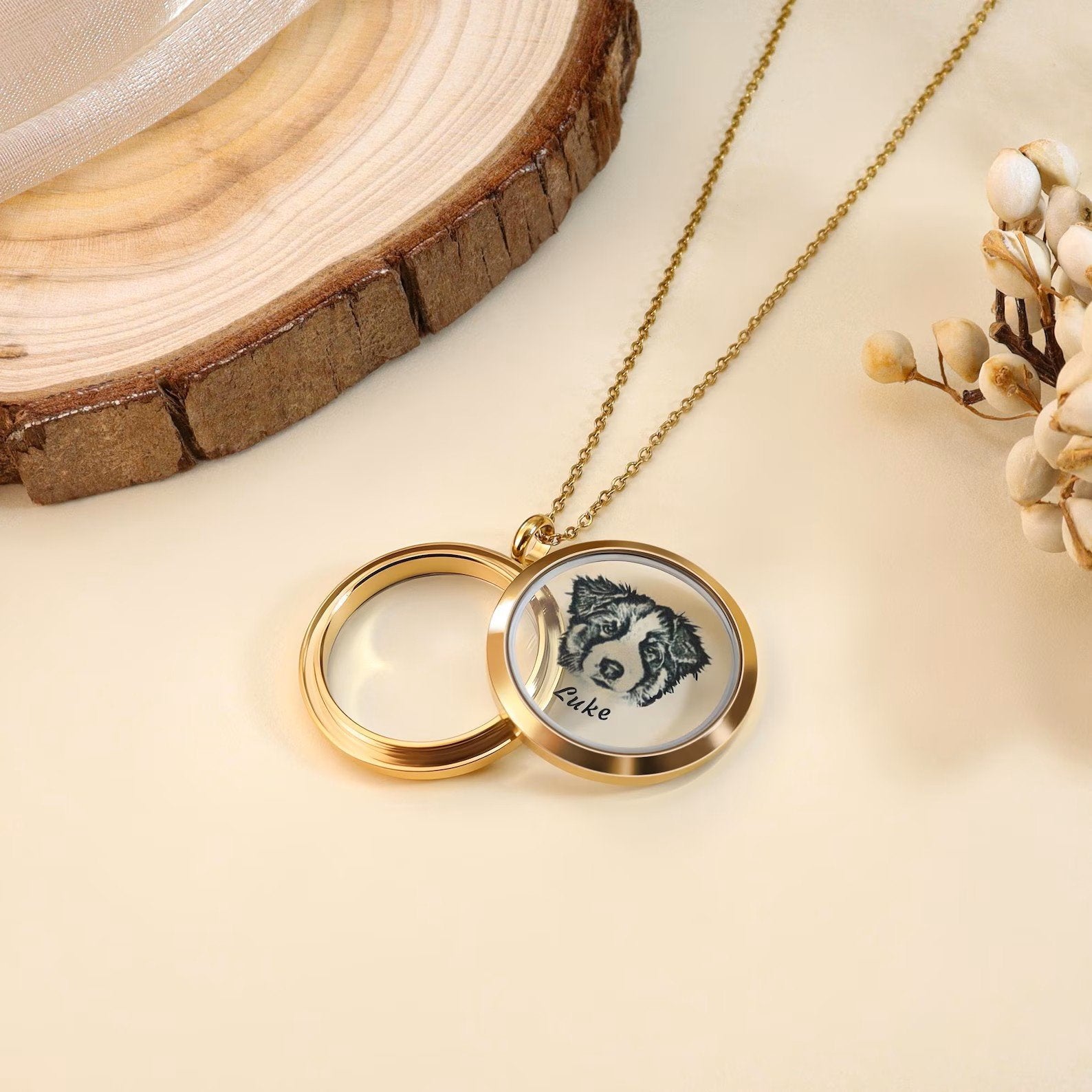 Pet transparent Urn Necklace_Gold