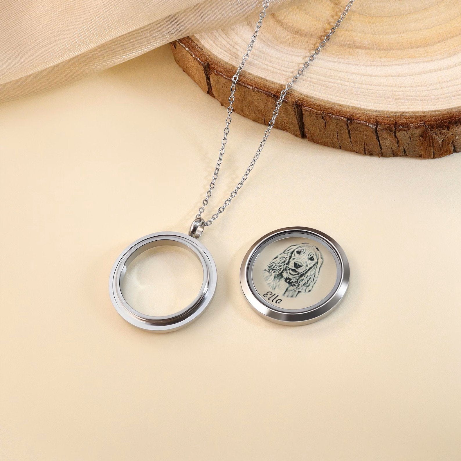 Pet transparent Urn Necklace_Silver